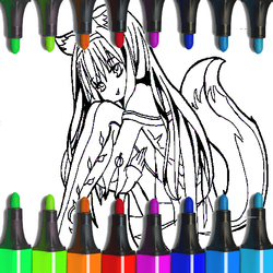 Anime Fox Girl Cute Coloring Pages | 🕹️ Play Anime Fox Girl Cute ...